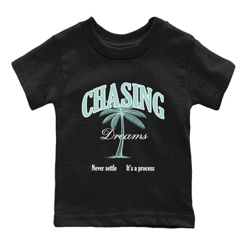Chasing Dreams baby and kids t-shirt crafted for little sneakerheads to shine with the Air Jordan 11 Igloo sneakers, displayed in Black 2.