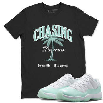 Chasing Dreams sneaker match t-shirt styled to complete your fit with the Air Jordan 11 Igloo sneakers, shown in Black 1.
