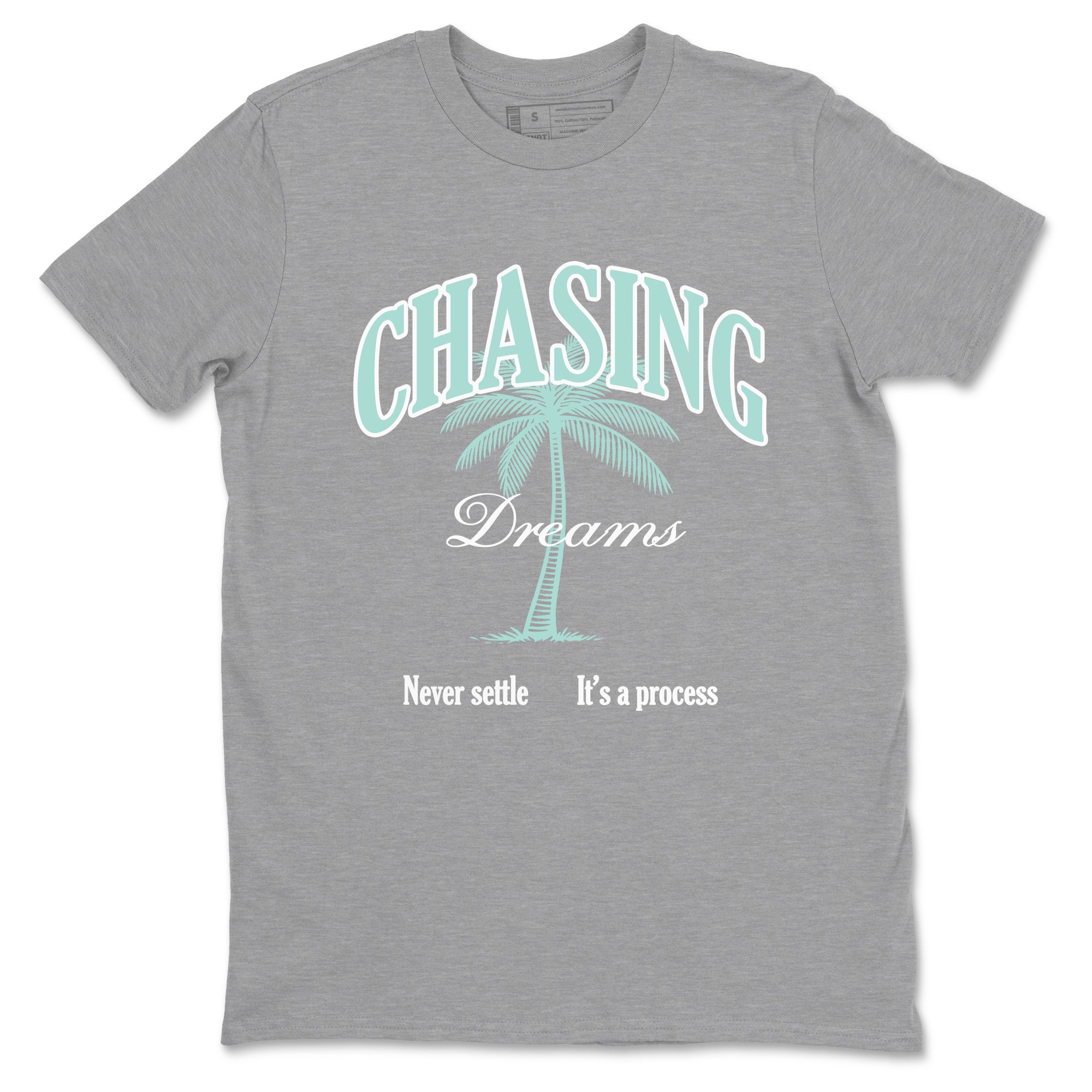Chasing Dreams sneaker match t-shirt styled to complete your fit with the Air Jordan 11 Igloo sneakers, shown in Heather Grey 2.