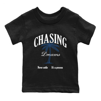 Sneaker match tees – Sneaker Tees To Match Air Jordan 12 French Blue Shoes – Chasing Dreams Kids T-Shirt Black 2