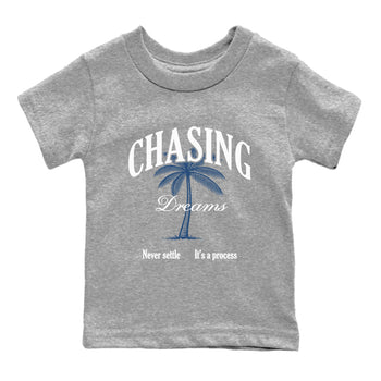 Sneaker match tees – Sneaker Tees To Match Air Jordan 12 French Blue Shoes – Chasing Dreams Kids T-Shirt Heather Grey 2