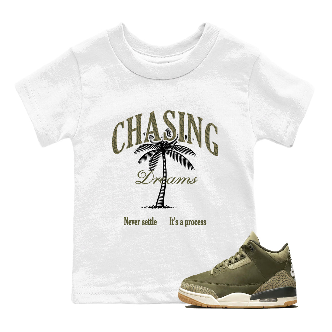 Sneaker Threads – Sneaker Threads To Match Air Jordan 3 Family Affair Shoes – Chasing Dreams Kids T-Shirt White 1