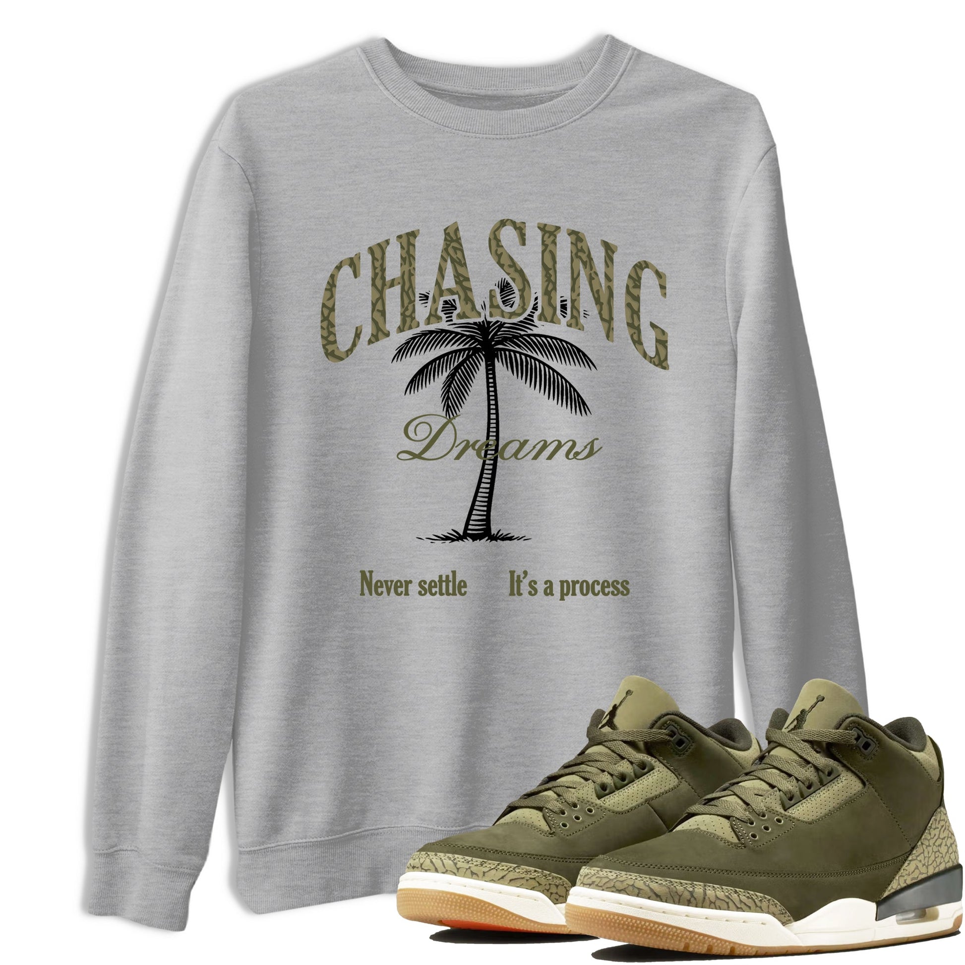 Sneaker Threads – Sneaker Threads To Match Air Jordan 3 Family Affair Shoes – Chasing Dreams Tee Heather Grey 1