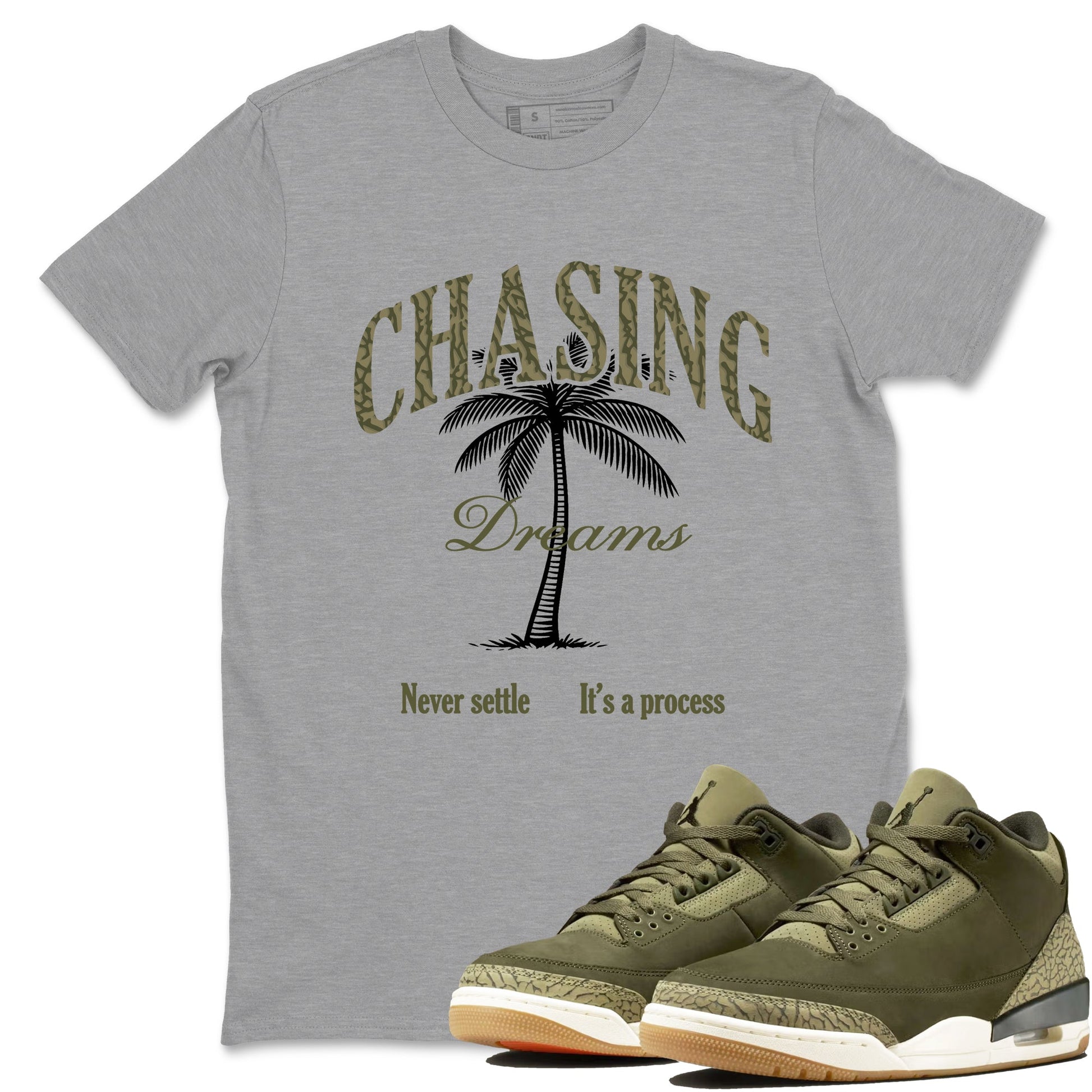 Sneaker Threads – Sneaker Threads To Match Air Jordan 3 Family Affair Shoes – Chasing Dreams Tee Heather Grey 1