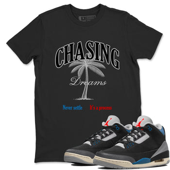 Chasing Dreams sneaker match t-shirt styled to complete your fit with the Air Jordan 3 Rare Air sneakers, shown in Black 1.