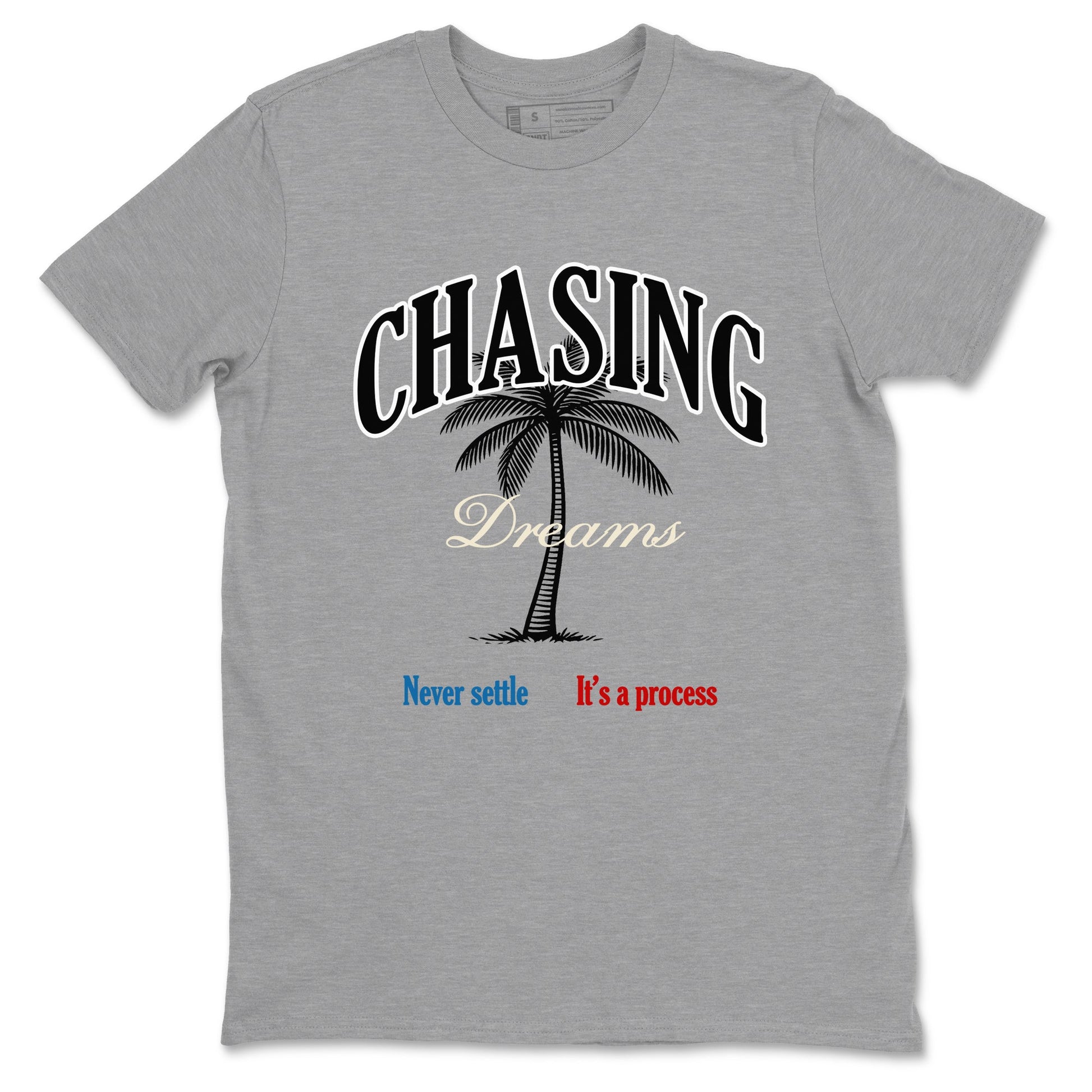 Chasing Dreams sneaker match t-shirt styled to complete your fit with the Air Jordan 3 Rare Air sneakers, shown in Heather Grey 2.