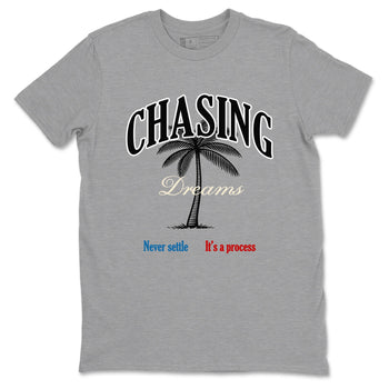 Chasing Dreams sneaker match t-shirt styled to complete your fit with the Air Jordan 3 Rare Air sneakers, shown in Heather Grey 2.