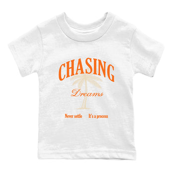 Chasing Dreams baby and kids t-shirt crafted for little sneakerheads to shine with the Air Jordan 3 Starfish sneakers, displayed in White 2.