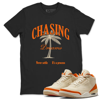Chasing Dreams sneaker match t-shirt styled to complete your fit with the Air Jordan 3 Starfish sneakers, shown in Black 1.