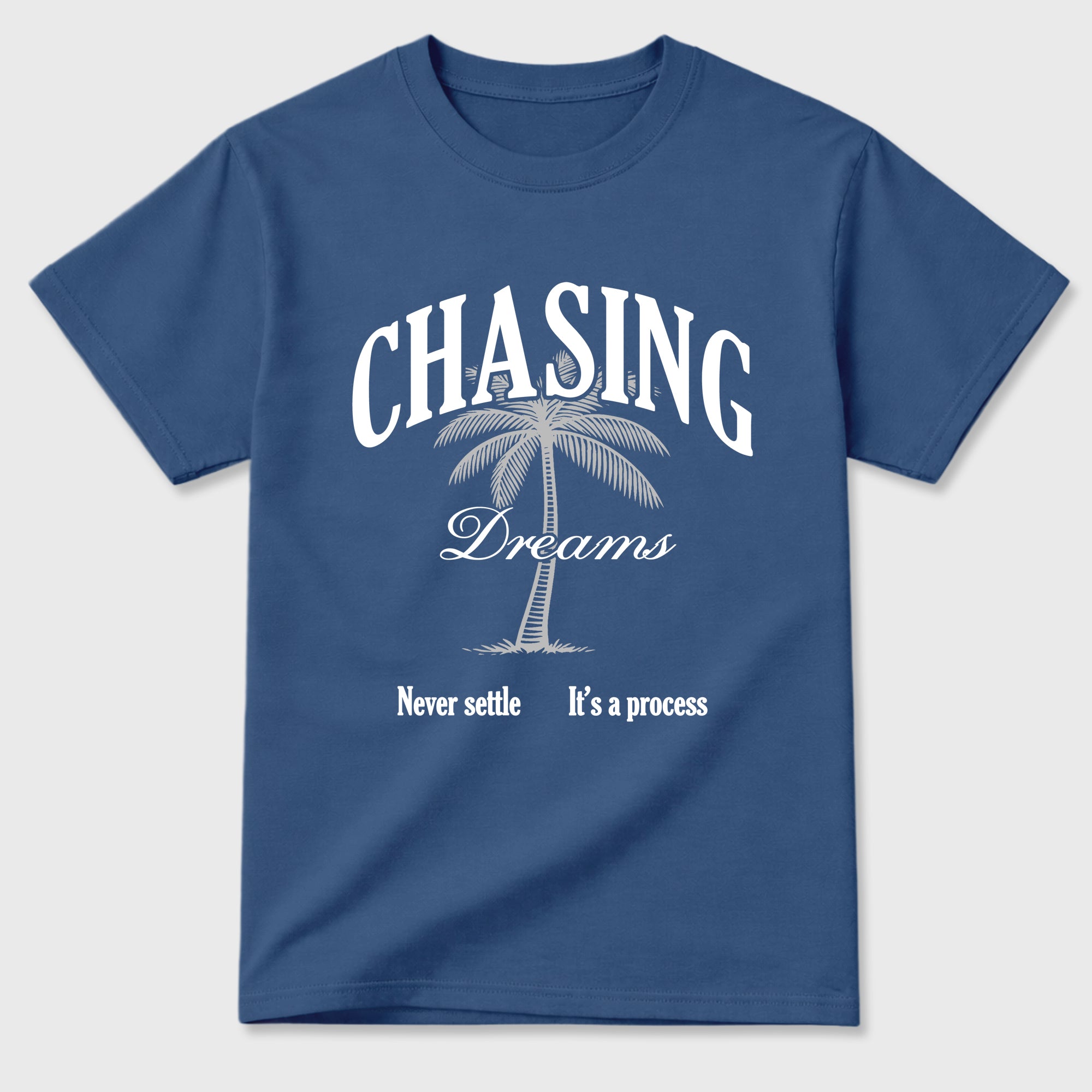 Chasing Dreams Graphic T-Shirt featuring original streetwear artwork designed to match the Air Jordan 3 True Blue. Denim Blue 2 Graphic T-Shirt.