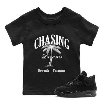Best Sneakerfit graphic tee – Sneaker Tees To Match Air Jordan 4 Retro Black Cat Sneakers – Chasing Dreams Kids T-Shirt Black 1