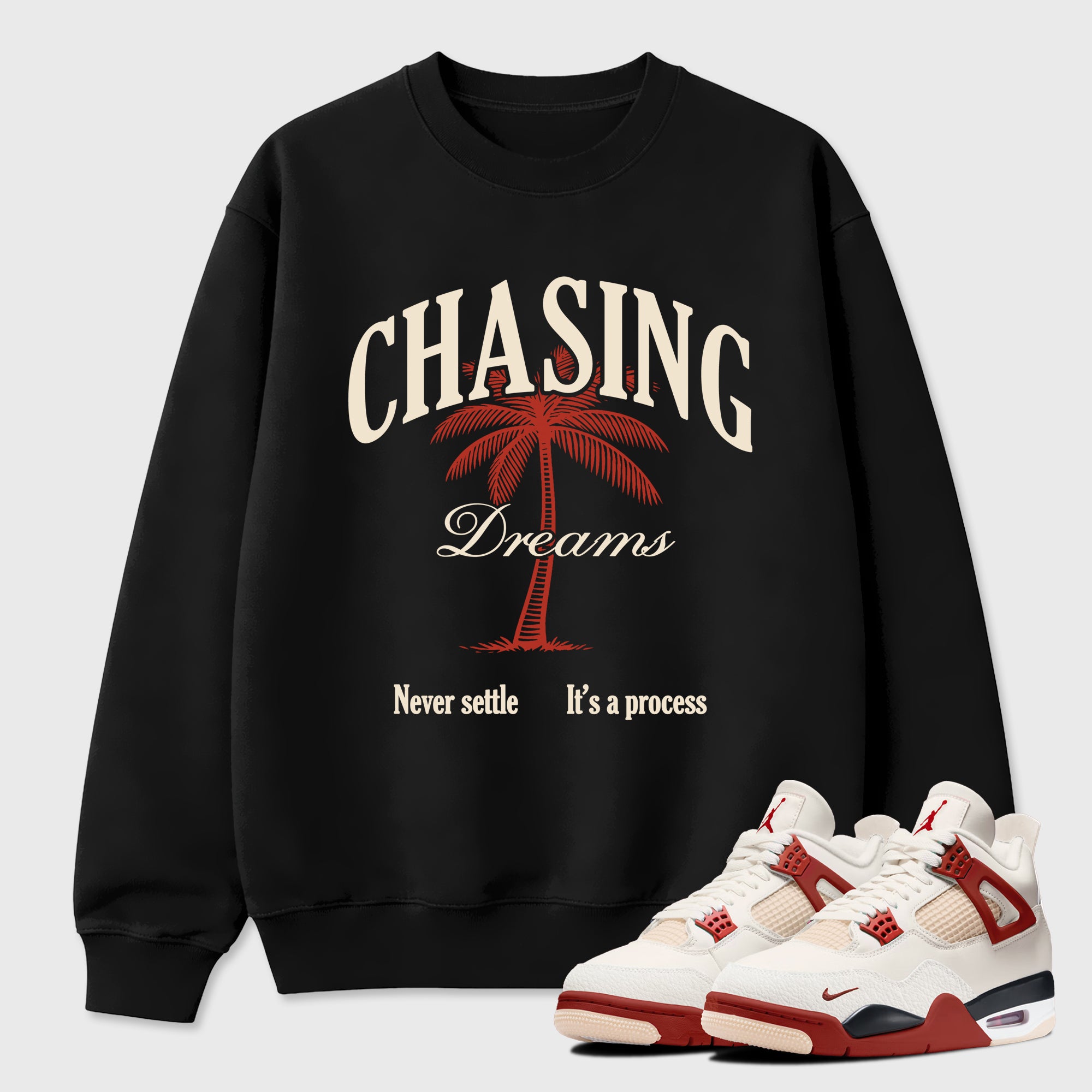 Sneaker match tees – Sneaker Tees To Match Air Jordan 4 Brick After Brick Shoes – Chasing Dreams Tee Black 1