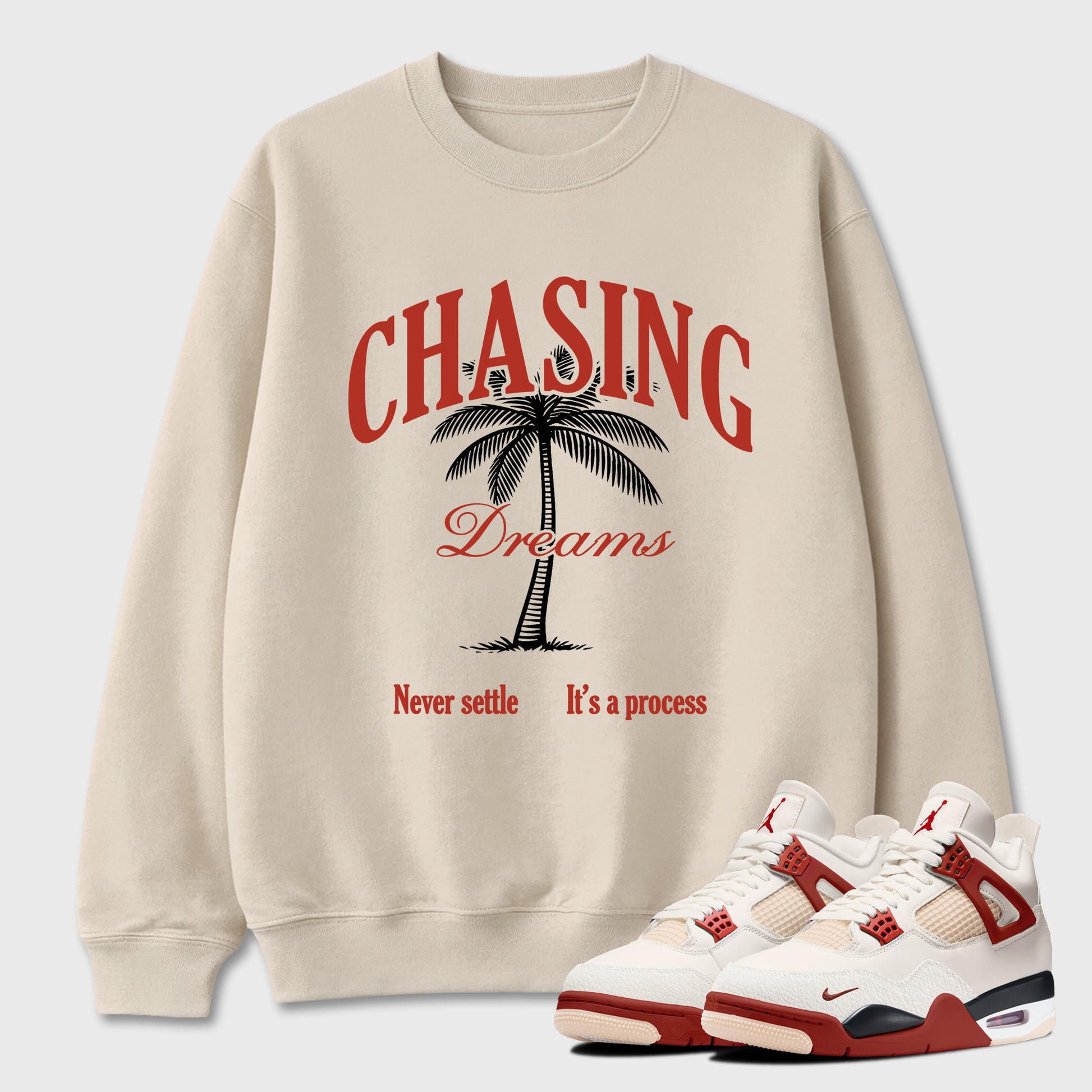 Sneaker match tees – Sneaker Tees To Match Air Jordan 4 Brick After Brick Shoes – Chasing Dreams Tee Natural 1