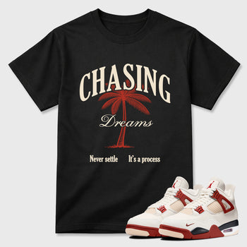 Sneaker match tees – Sneaker Tees To Match Air Jordan 4 Brick After Brick Shoes – Chasing Dreams Tee Black 1