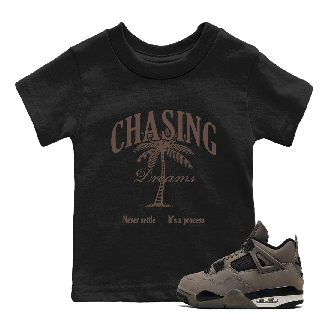 Sneaker match tees – Sneaker Tees To Match Air Jordan 4 Cave Stone Shoes – Chasing Dreams Kids T-Shirt Black 1