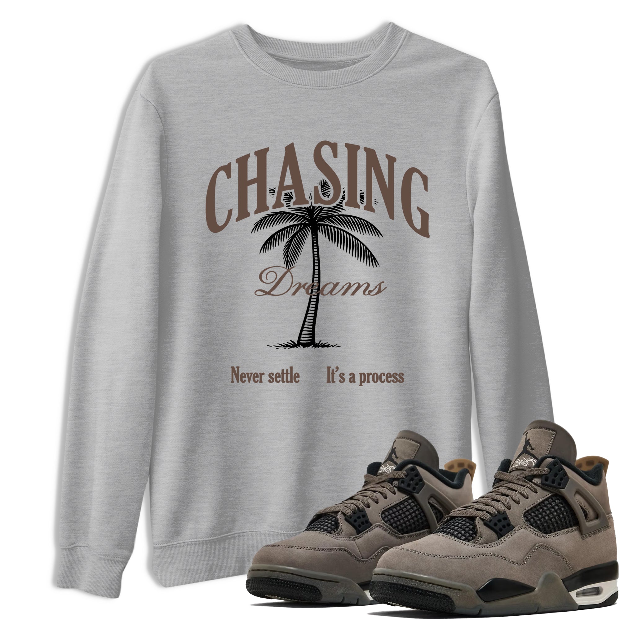 Sneaker match tees – Sneaker Tees To Match Air Jordan 4 Cave Stone Shoes – Chasing Dreams Tee Heather Grey 1