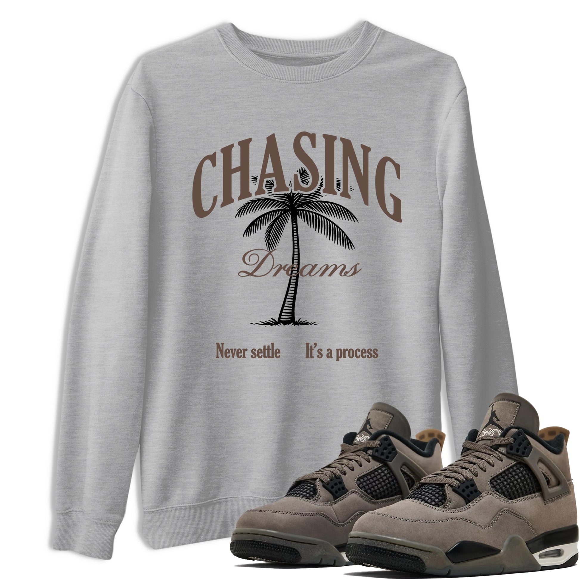 Sneaker match tees – Sneaker Tees To Match Air Jordan 4 Cave Stone Shoes – Chasing Dreams Tee Heather Grey 1