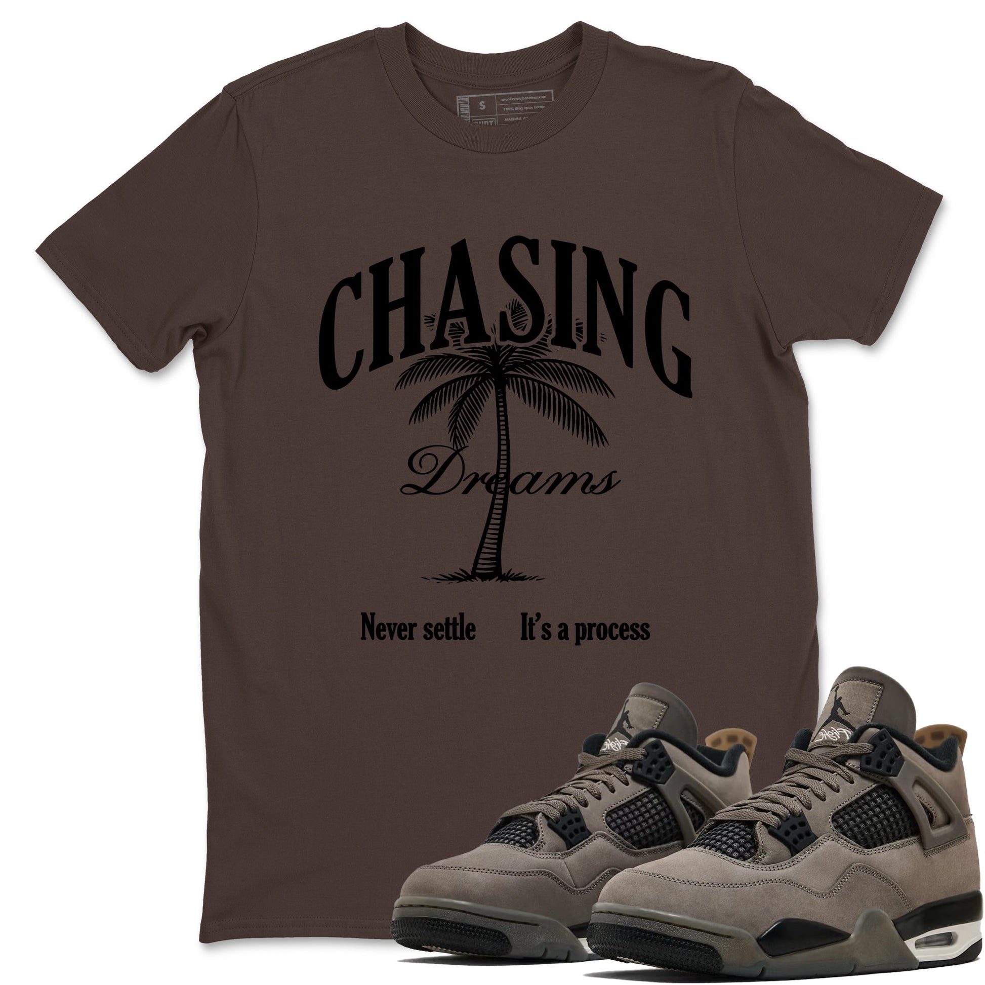 Sneaker match tees – Sneaker Tees To Match Air Jordan 4 Cave Stone Shoes – Chasing Dreams Tee Dark Chocolate 1