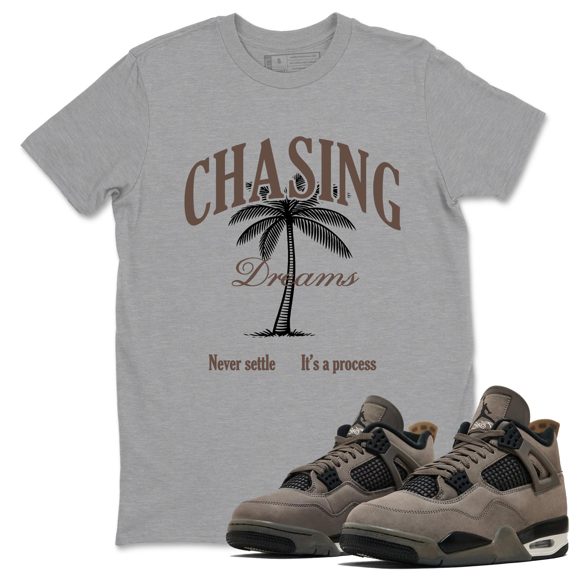 Sneaker match tees – Sneaker Tees To Match Air Jordan 4 Cave Stone Shoes – Chasing Dreams Tee Heather Grey 1