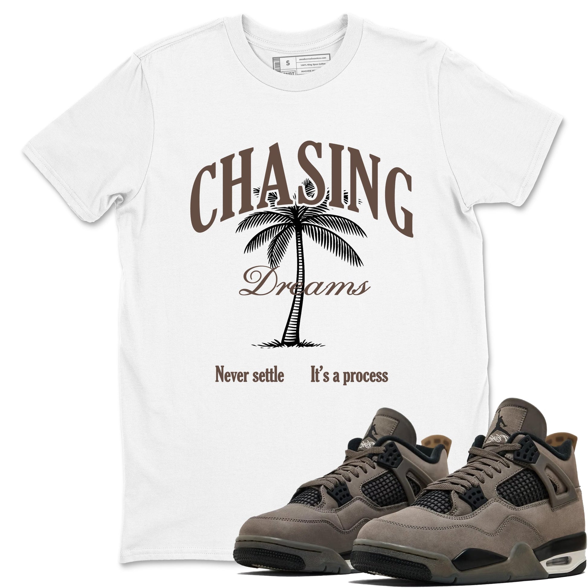 Sneaker match tees – Sneaker Tees To Match Air Jordan 4 Cave Stone Shoes – Chasing Dreams Tee White 1