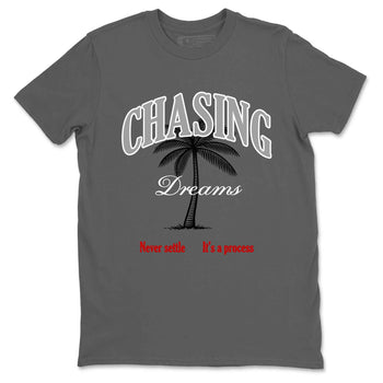 Chasing Dreams sneaker match t-shirt styled to complete your fit with the Air Jordan 4 White Cement sneakers, shown in Cool Grey 2.