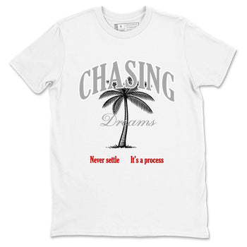 Chasing Dreams sneaker match t-shirt styled to complete your fit with the Air Jordan 4 White Cement sneakers, shown in White 2.