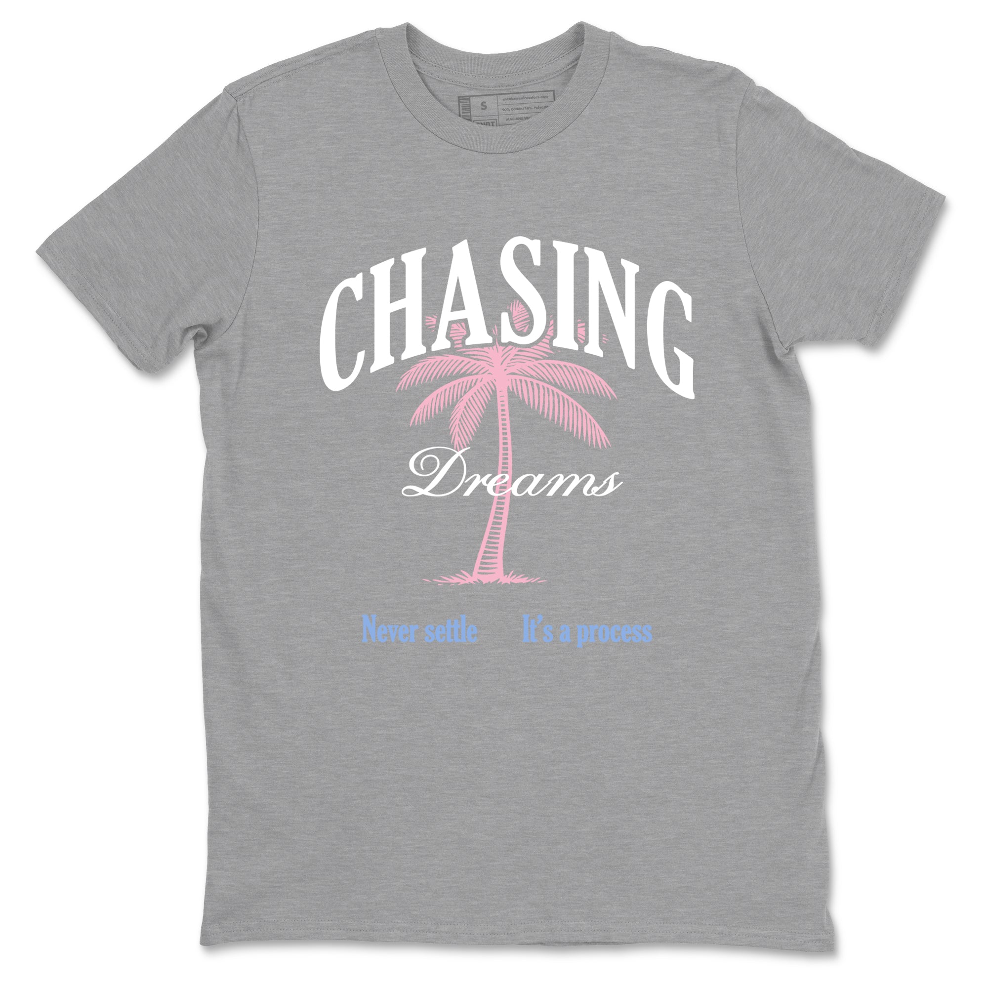 Sneaker match tees – Sneaker Tees To Match Air Jordan 5 Medium Soft Pink Shoes – Chasing Dreams Tee Heather Grey 2