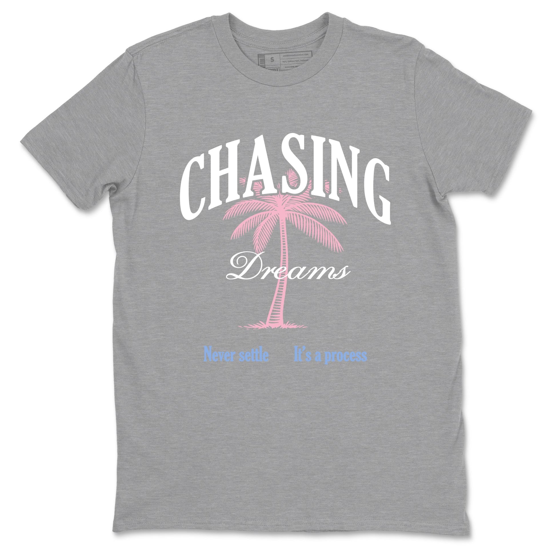Sneaker match tees – Sneaker Tees To Match Air Jordan 5 Medium Soft Pink Shoes – Chasing Dreams Tee Heather Grey 2