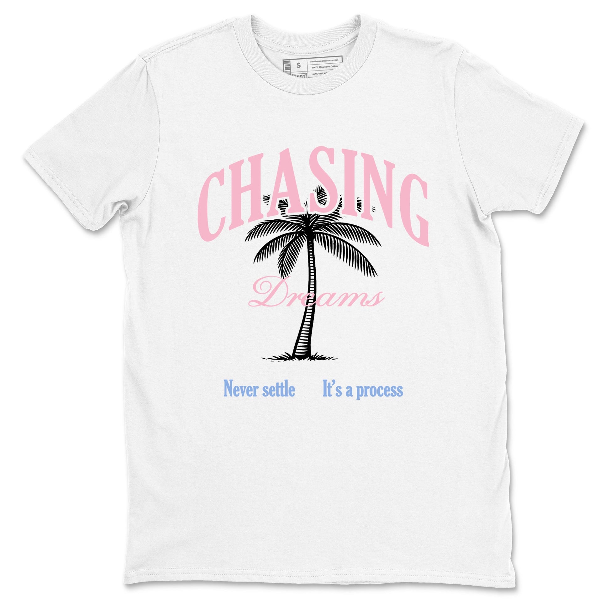 Sneaker match tees – Sneaker Tees To Match Air Jordan 5 Medium Soft Pink Shoes – Chasing Dreams Tee White 2