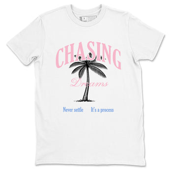 Sneaker match tees – Sneaker Tees To Match Air Jordan 5 Medium Soft Pink Shoes – Chasing Dreams Tee White 2