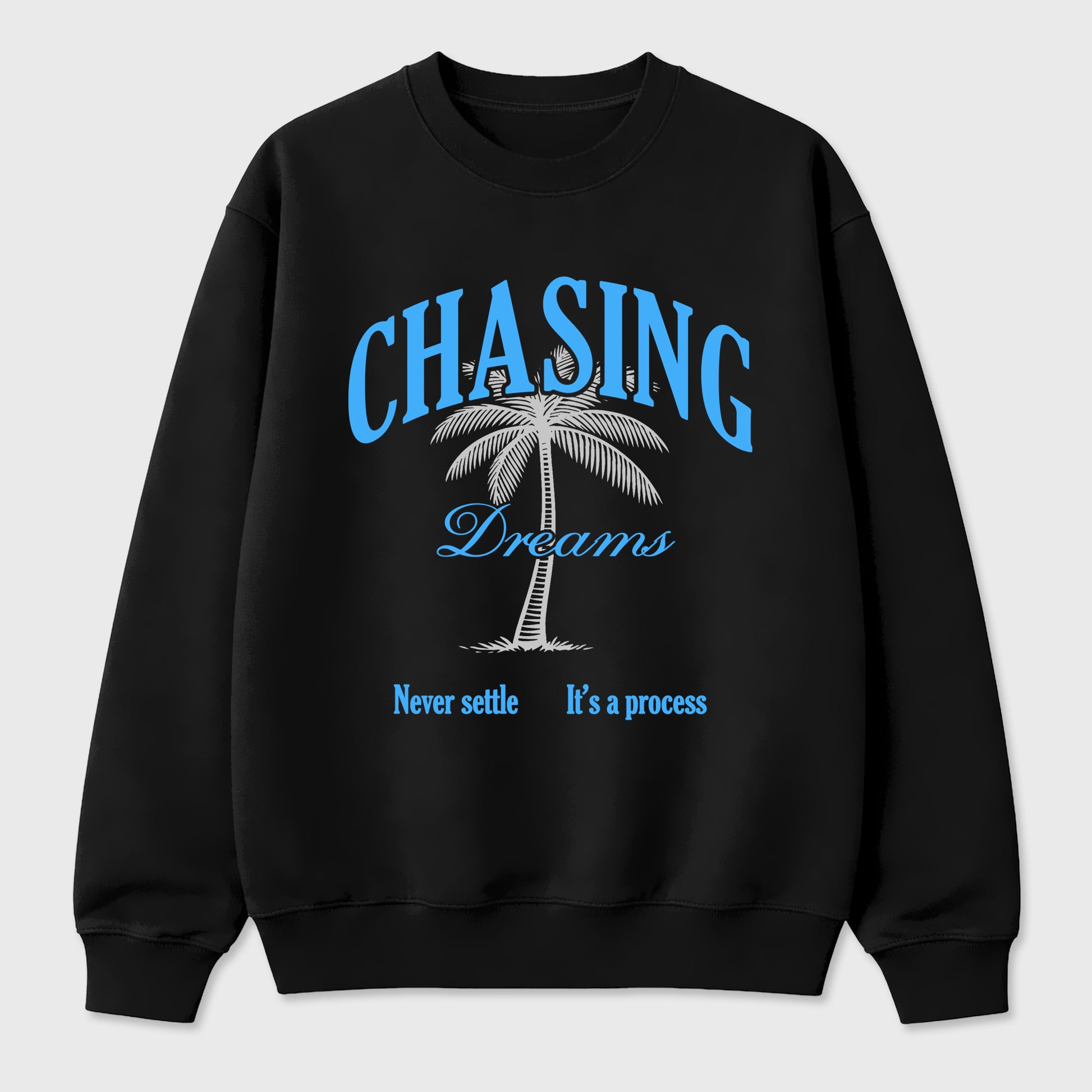 Chasing Dreams Graphic T-Shirt sneaker match tee designed for the Air Jordan 5 Black University Blue, featuring coordinated color options for a perfect streetwear match. Black 2 shirt.