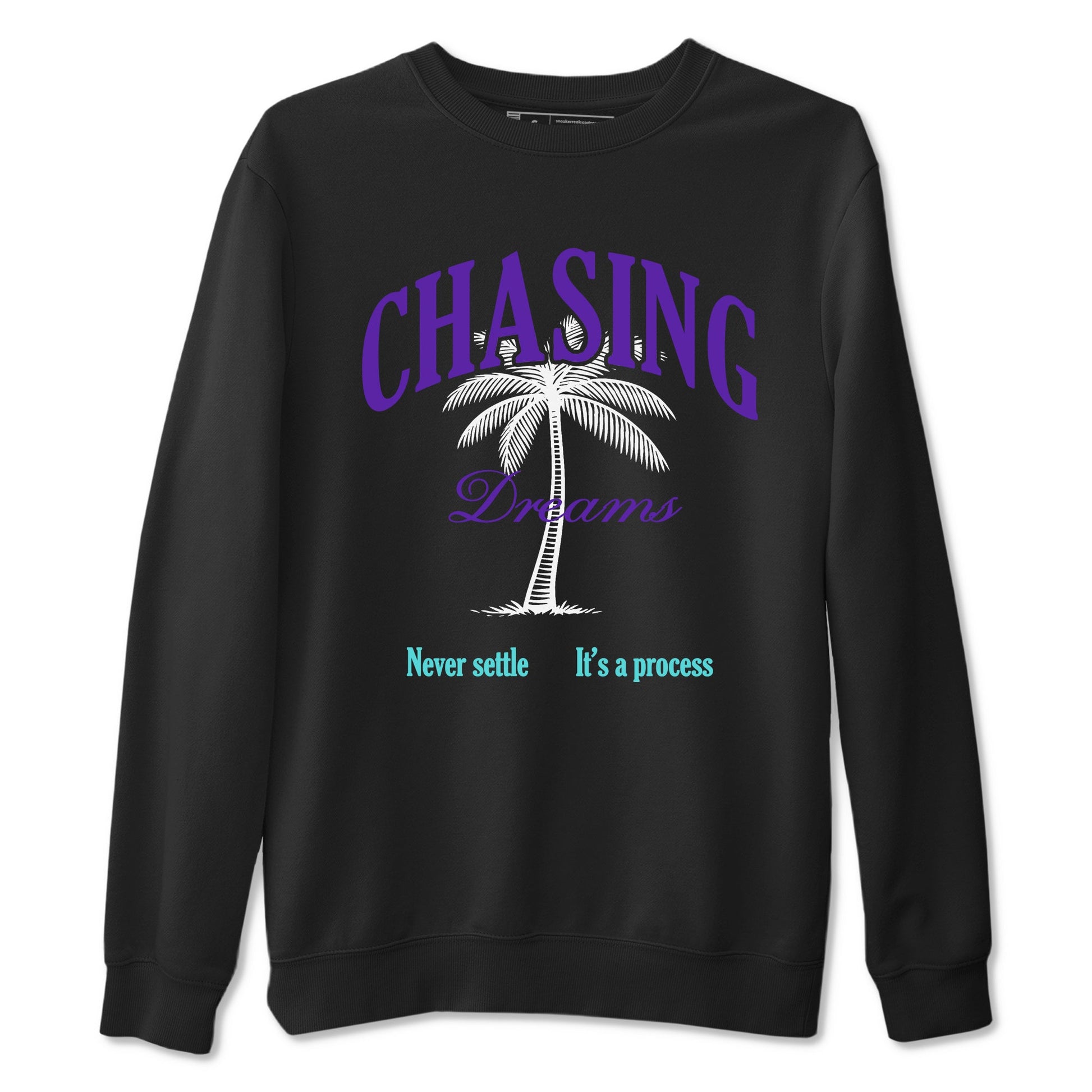 Chasing Dreams sneaker match t-shirt styled to complete your fit with the Air Jordan 5 Grape sneakers, shown in Black 2.