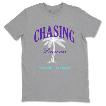 Chasing Dreams sneaker match t-shirt styled to complete your fit with the Air Jordan 5 Grape sneakers, shown in Heather Grey 2.
