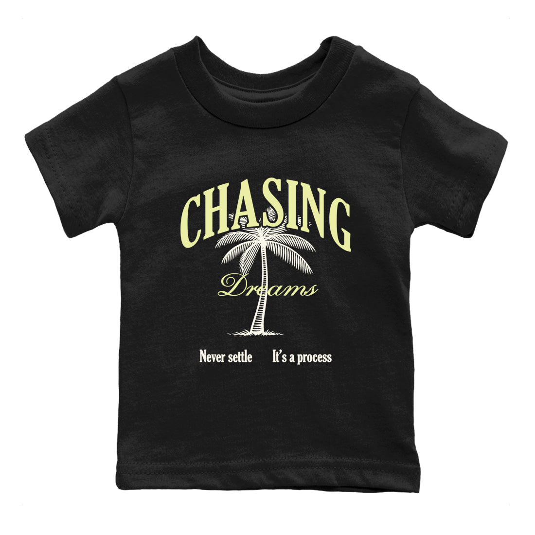 Sneaker match tees – Sneaker Tees To Match Air Jordan 5 Luminous Green Shoes – Chasing Dreams Kids T-Shirt Black 2