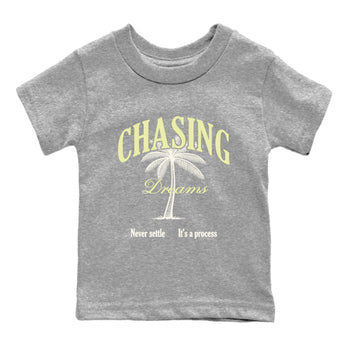 Sneaker match tees – Sneaker Tees To Match Air Jordan 5 Luminous Green Shoes – Chasing Dreams Kids T-Shirt Heather Grey 2