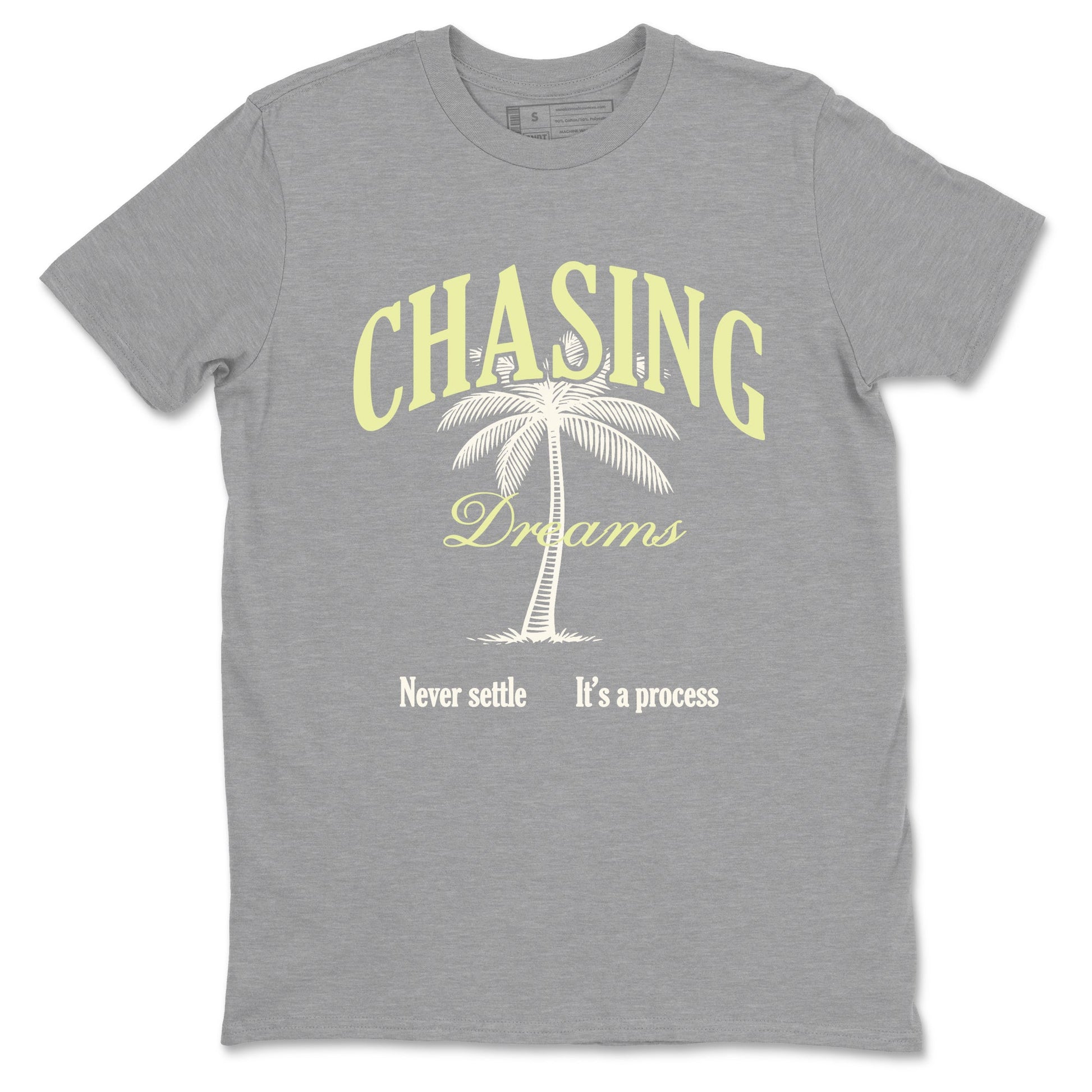 Sneaker match tees – Sneaker Tees To Match Air Jordan 5 Luminous Green Shoes – Chasing Dreams Tee Heather Grey 2