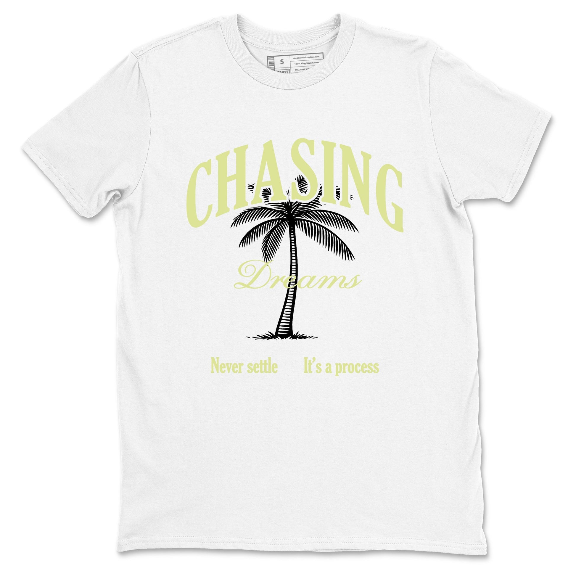 Sneaker match tees – Sneaker Tees To Match Air Jordan 5 Luminous Green Shoes – Chasing Dreams Tee White 2