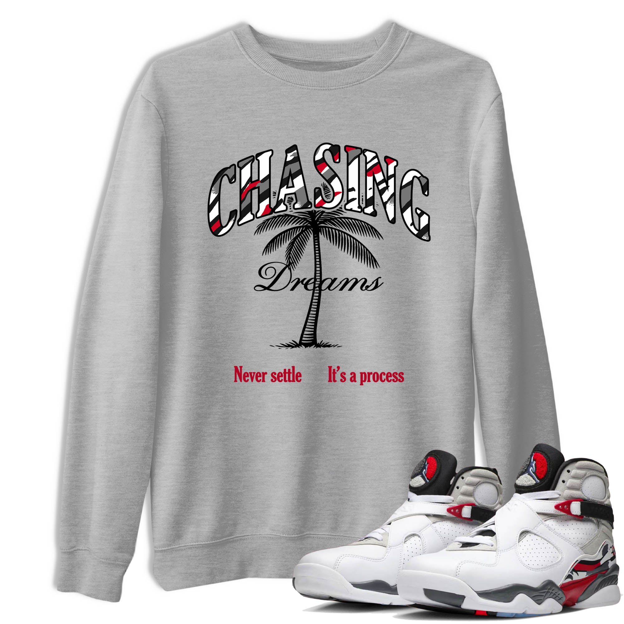 Sneaker Threads – Sneaker Tees To Match Air Jordan 8 Bunny – Chasing Dreams Graphic Tee Heather Grey 1. Perfect for Jordan releases 2025 colorways.