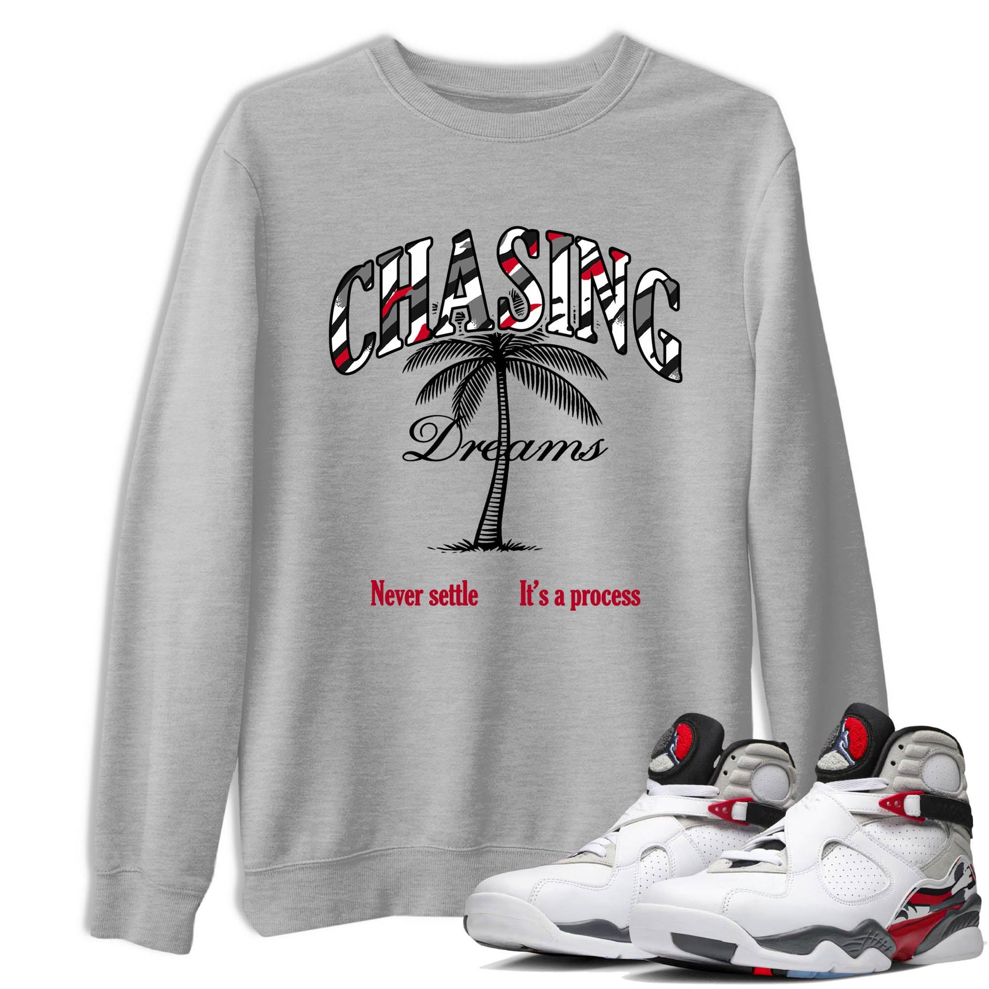 Sneaker Threads – Sneaker Tees To Match Air Jordan 8 Bunny – Chasing Dreams Graphic Tee Heather Grey 1. Perfect for Jordan releases 2025 colorways.