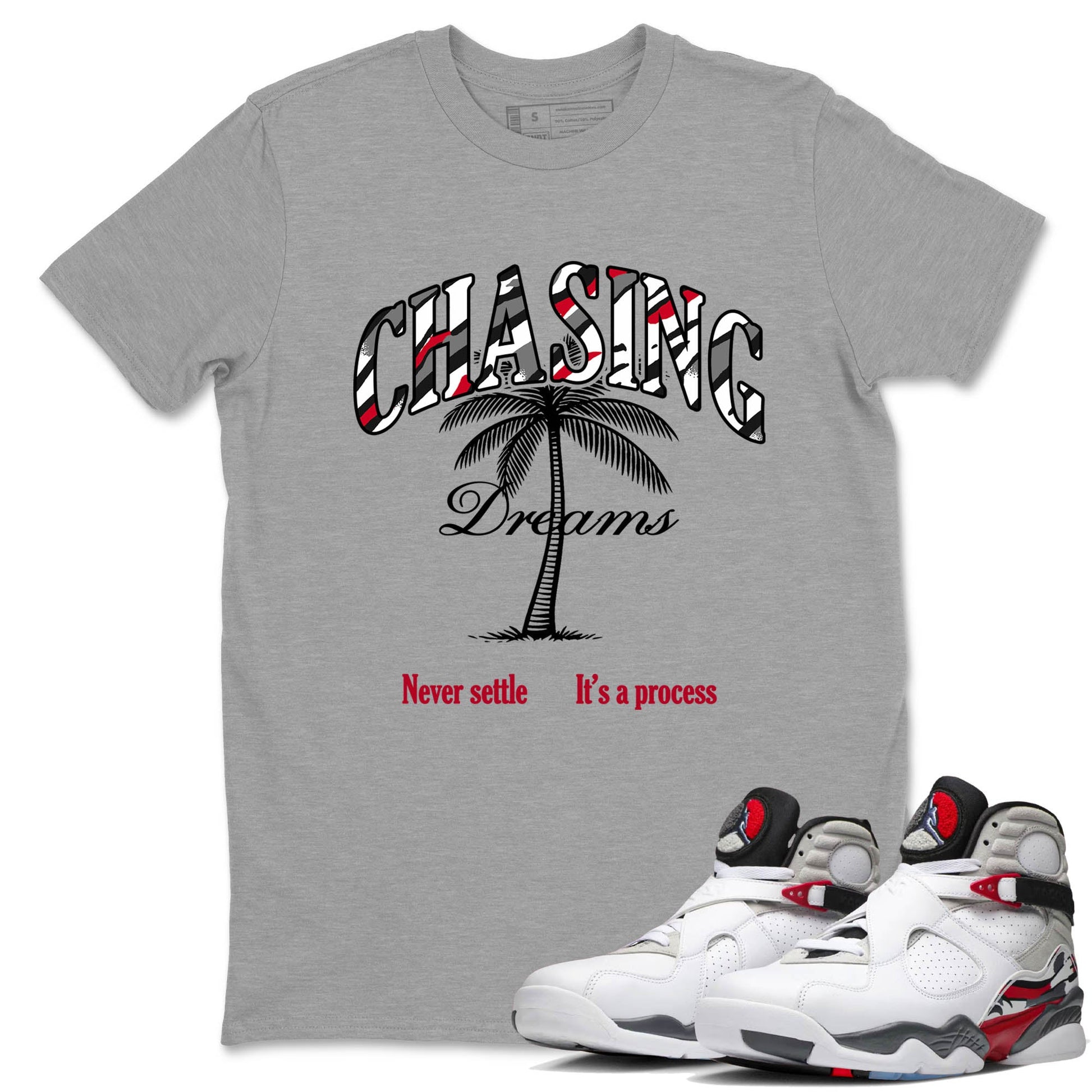 Sneaker Threads – Sneaker Tees To Match Air Jordan 8 Bunny – Chasing Dreams Graphic Tee Heather Grey 1. Perfect for Jordan releases 2025 colorways.