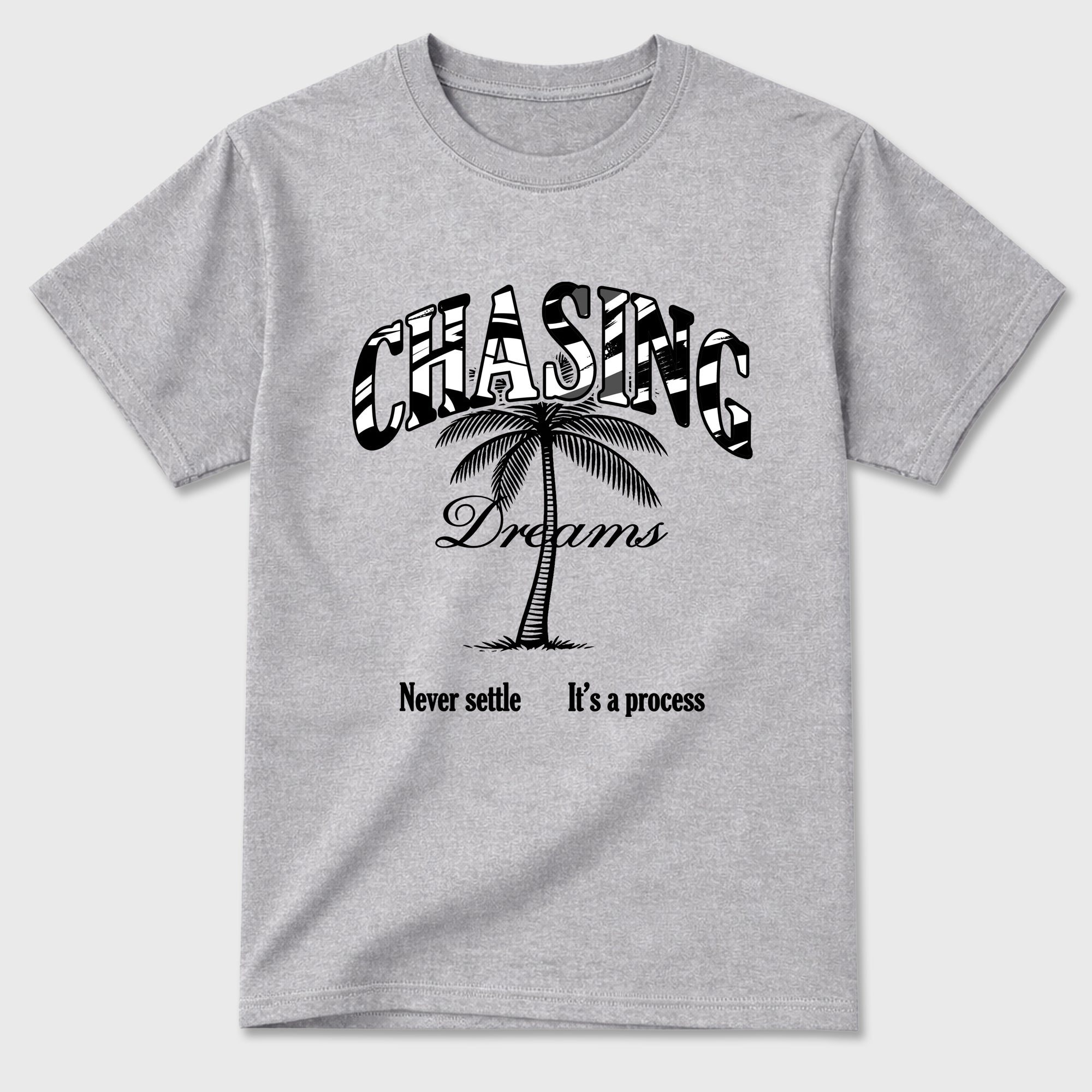 Chasing Dreams Graphic T-Shirt featuring original streetwear artwork designed to match the Air Jordan 8 Chrome. Heather Grey 2 Graphic T-Shirt.