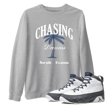 Perfect Valentine's Day Gifts graphic tee  – Sneaker Tees To Match Air Jordan 9 Flint Grey – Chasing Dreams Tee Heather Grey 1