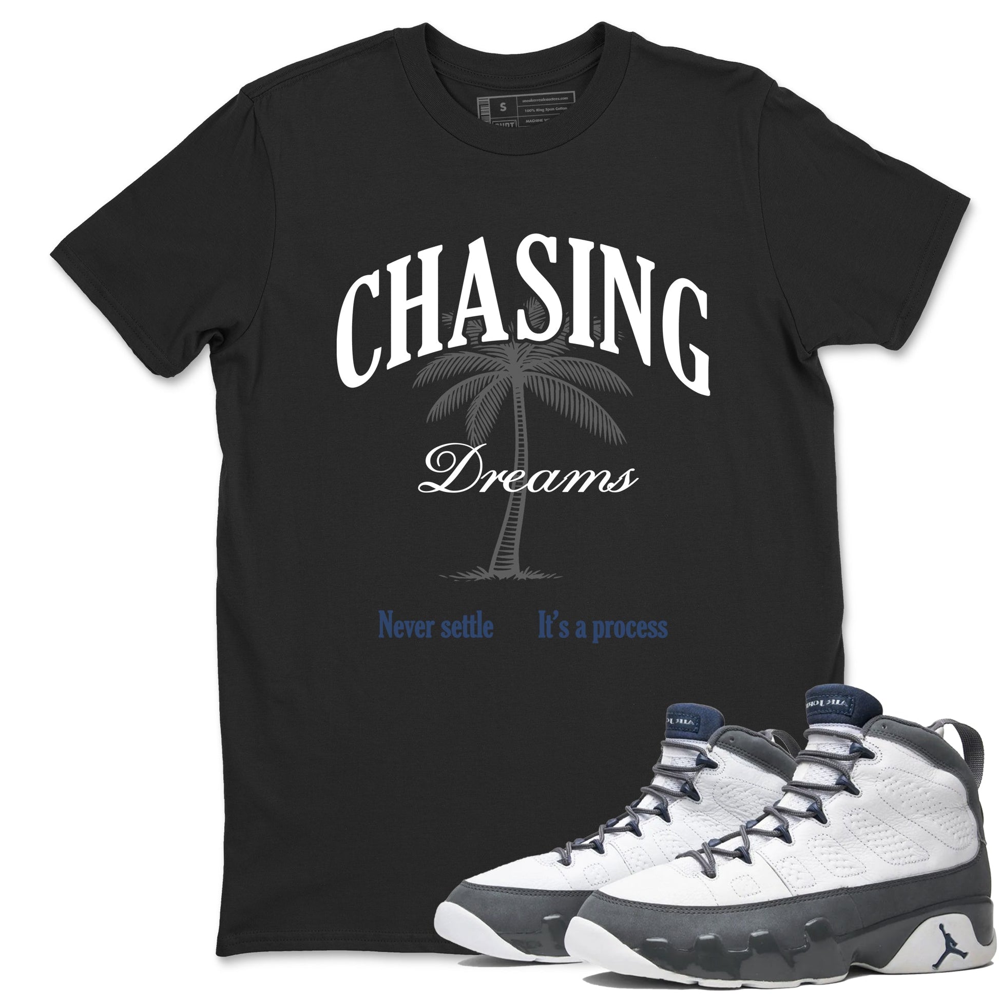 Perfect Valentine's Day Gifts graphic tee  – Sneaker Tees To Match Air Jordan 9 Flint Grey – Chasing Dreams Tee Black 1