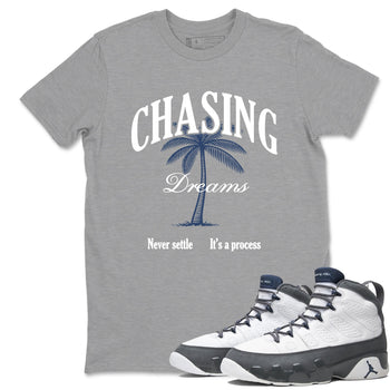 Perfect Valentine's Day Gifts graphic tee  – Sneaker Tees To Match Air Jordan 9 Flint Grey – Chasing Dreams Tee Heather Grey 1