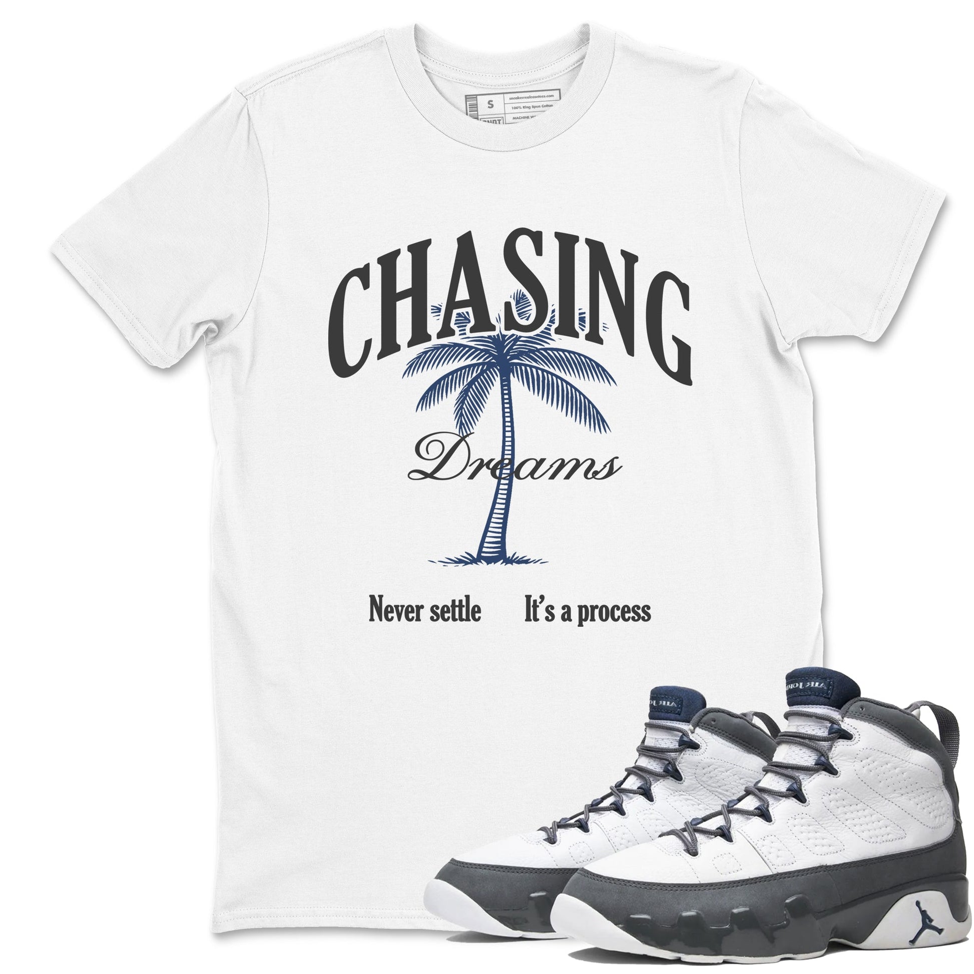 Perfect Valentine's Day Gifts graphic tee  – Sneaker Tees To Match Air Jordan 9 Flint Grey – Chasing Dreams Tee White 1