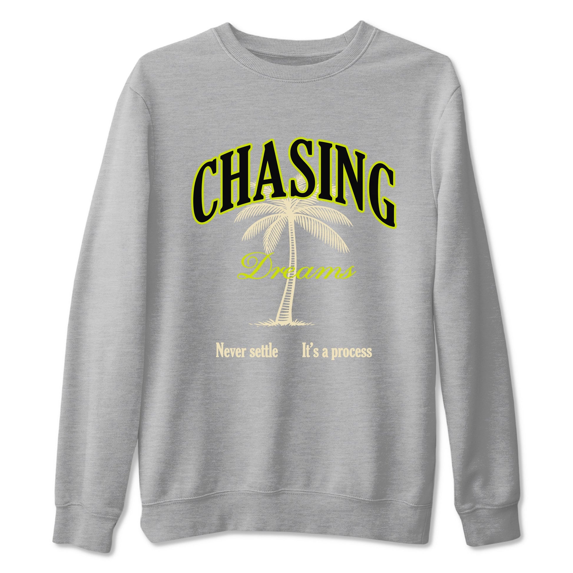 Chasing Dreams sneaker match t-shirt styled to complete your fit with the Jordan Jumpman Jack Travis Scott Bright Cactus sneakers, shown in Heather Grey 2.