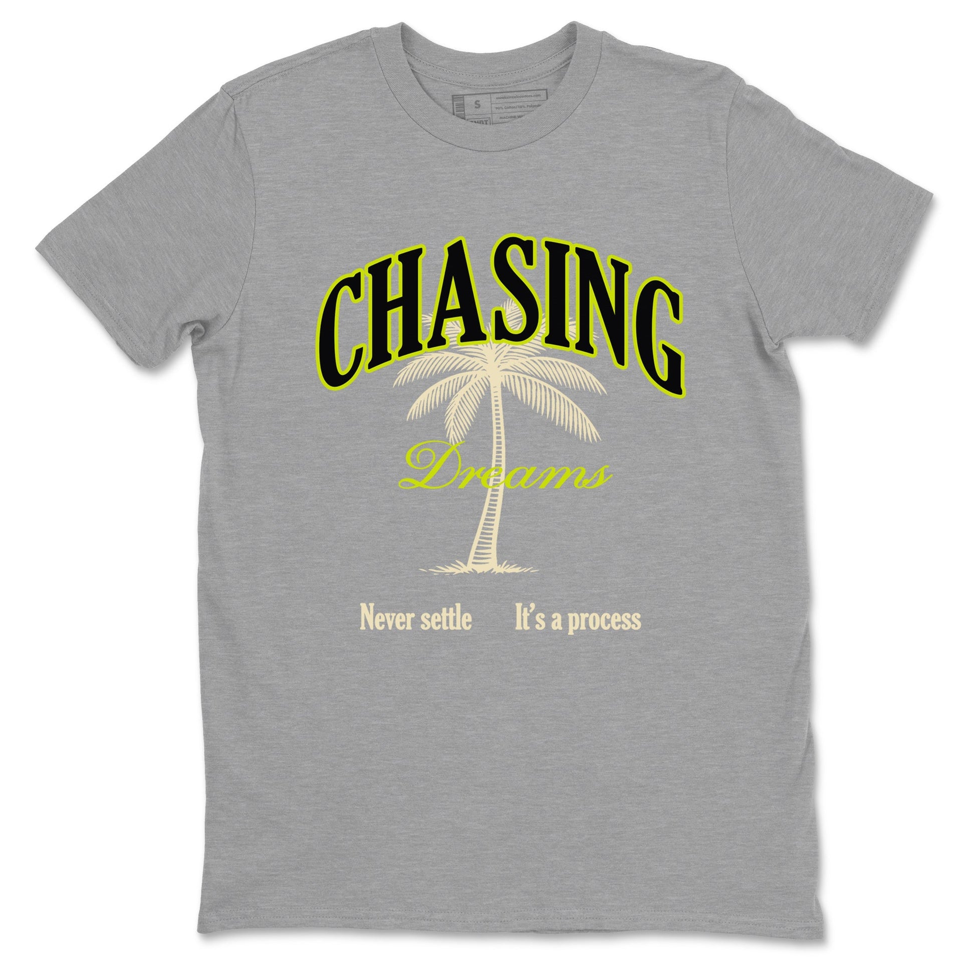 Chasing Dreams sneaker match t-shirt styled to complete your fit with the Jordan Jumpman Jack Travis Scott Bright Cactus sneakers, shown in Heather Grey 2.