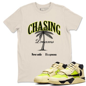 Chasing Dreams sneaker match t-shirt styled to complete your fit with the Jordan Jumpman Jack Travis Scott Bright Cactus sneakers, shown in Natural 1.