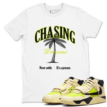 Chasing Dreams sneaker match t-shirt styled to complete your fit with the Jordan Jumpman Jack Travis Scott Bright Cactus sneakers, shown in White 1.