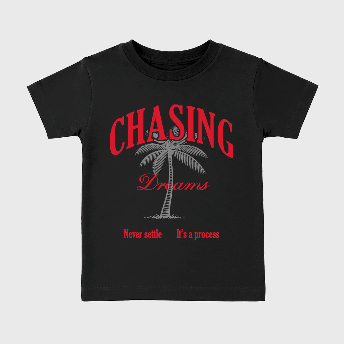 Chasing Dreams Baby & Kids Graphic T-Shirt featuring original artwork designed to match the Air Max 95 Reverse Solar Red. Black 2 Kids Graphic Tee.